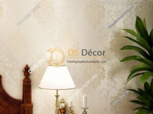 Giấy dán tường hoa cổ điển sang trọng 3D19 màu trắng