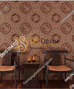 Giấy dán tường họa tiết totem hoài cổ 3D222 màu cafe