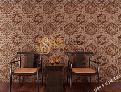 Giấy dán tường họa tiết totem hoài cổ 3D222 màu cafe
