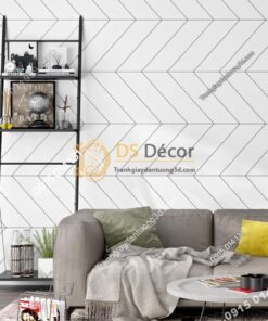 Giấy dán tường sọc chéo trắng đen hiện đại 3D211 trang trí phòng khách