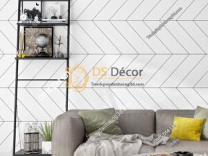 Giấy dán tường sọc chéo trắng đen hiện đại 3D211 trang trí phòng khách