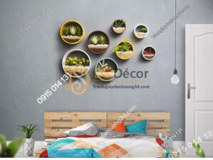 Vòng tròn trồng hoa treo tường trang trí phòng ngủ DC03