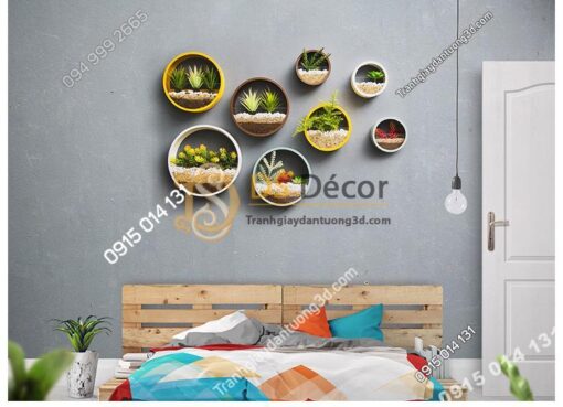 Vòng tròn trồng hoa treo tường trang trí phòng ngủ DC03