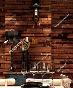 Giấy dán tường giả gạch nâu độc đáo 3D230 màu đậm