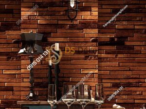 Giấy dán tường giả gạch nâu độc đáo 3D230 màu đậm