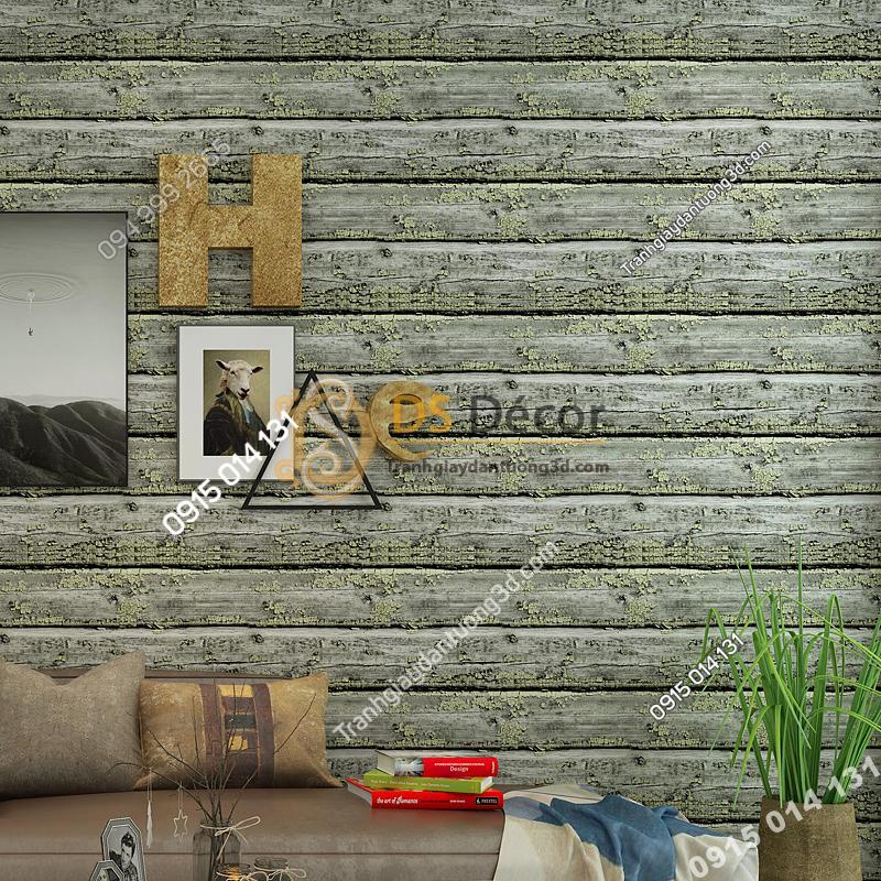 Giấy dán tường giả gỗ cháy độc đáo 3D228 màu vàng