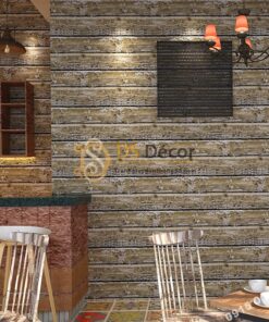 Giấy dán tường giả gỗ cháy độc đáo 3D228 màu xám
