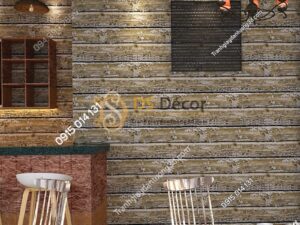 Giấy dán tường giả gỗ cháy độc đáo 3D228 màu xám