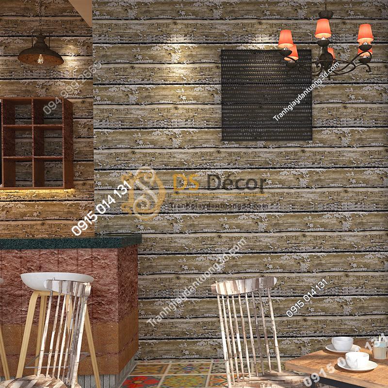 Giấy dán tường giả gỗ cháy độc đáo 3D228 màu xám