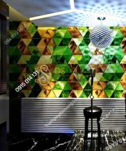 Giấy dán tường giả kính thủy tinh phòng hát karaoke 3D233 màu xanh lá cây