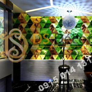 Giấy dán tường giả kính thủy tinh phòng hát karaoke 3D233 màu xanh lá cây