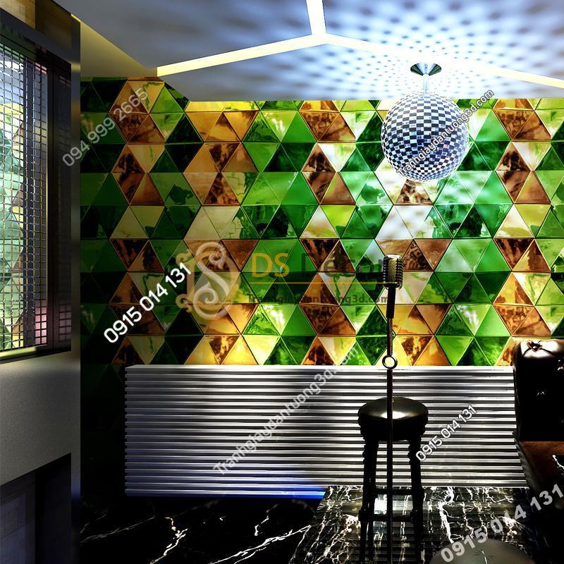 Giấy dán tường giả kính thủy tinh phòng hát karaoke 3D233 màu xanh lá cây