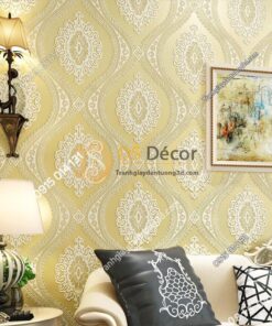 Giấy dán tường hình con mắt cổ điển 3D229 màu vàng