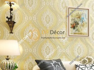Giấy dán tường hình con mắt cổ điển 3D229 màu vàng