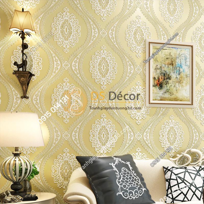 Giấy dán tường hình con mắt cổ điển 3D229 màu vàng