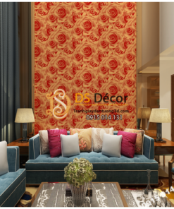 Giay-dan-tuong-hoa-hong-3D232 màu cam phòng khách