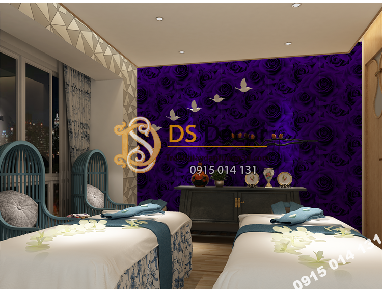 Giay-dan-tuong-hoa-hong-3D232 màu tím spa