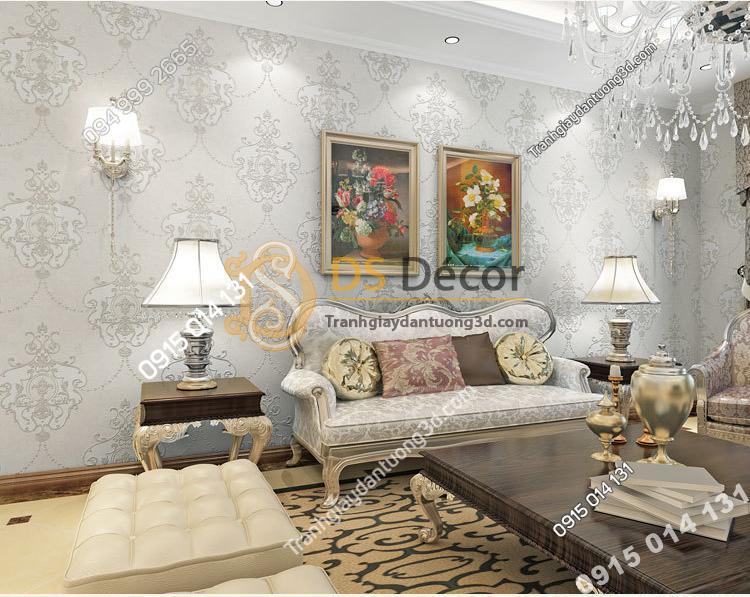 Giấy dán tường họa tiết cánh bướm cổ điển 3D227 màu trắng cho phòng khách