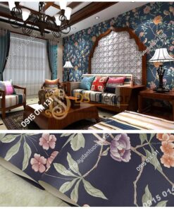 Giay-dan-tuong-hoa-tiet-chim-chao-mao-trong-vuon-hoa-3D226