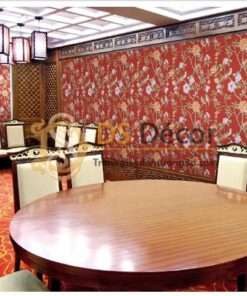 Giấy dán tường họa tiết chim chào mào trong vườn hoan 3D226 màu đỏ