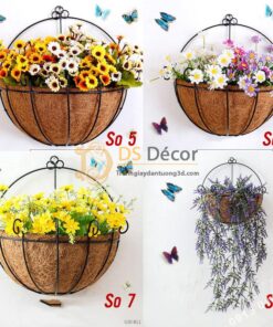 Lẵng hoa rơm trang trí quán cafe trà sữa DC04 - 03