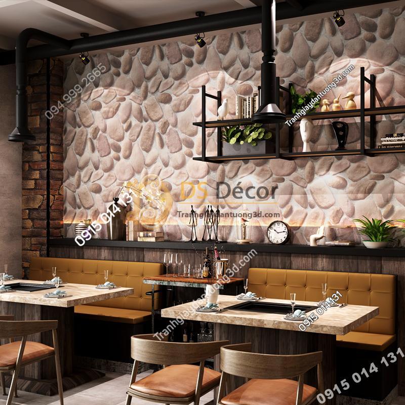 Giay dan tuong gia da soi 3D244 mau nau