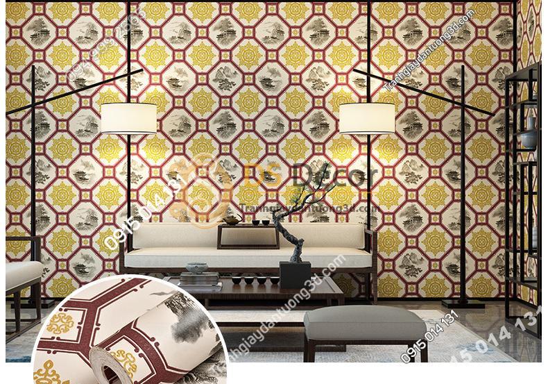 Giấy dán tường giả gạch men cổ màu nâu 3D237