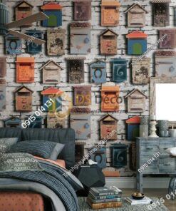 Giấy dán tường họa tiết chuồng chim bồ câu 3D241 trang trí phòng ngủ