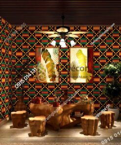 Giay dan tuong hoa tiet tho cam Thai Lan 3D242 trang tri quan cafe