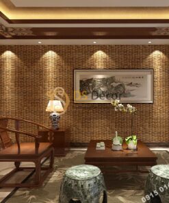 Giấy dán tường tre đan thủ công mỹ nghệ 3D239 màu đậm phòng khách