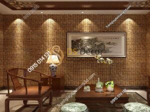 Giấy dán tường tre đan thủ công mỹ nghệ 3D239 màu đậm phòng khách