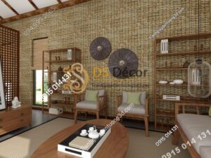 Giấy dán tường tre đan thủ công mỹ nghệ 3D239 màu nhạt phòng khách