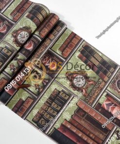 Mat Giay dan tuong gia ke sach co dien 3D240