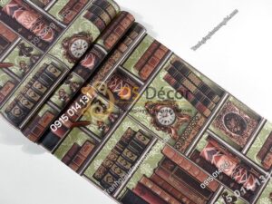 Mat Giay dan tuong gia ke sach co dien 3D240