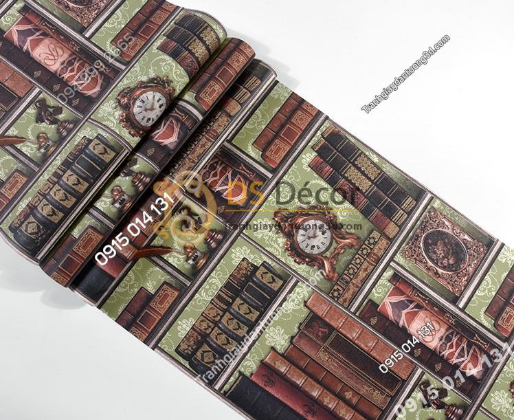 Mat Giay dan tuong gia ke sach co dien 3D240