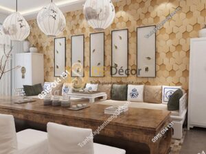 Giay dan tuong hinh hoc to ong 3D247 mau nau