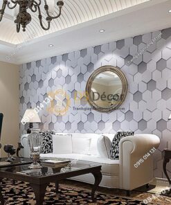 Giay dan tuong hinh hoc to ong 3D247 mau xam