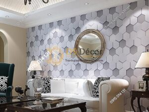 Giay dan tuong hinh hoc to ong 3D247 mau xam