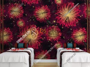 Giay dan tuong hoa kho lon cho Spa 3D249 mau do