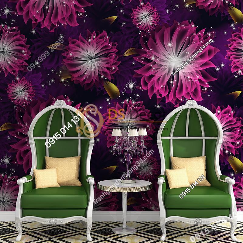 Giay dan tuong hoa kho lon cho Spa 3D249 mau hong