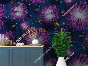 Giay dan tuong hoa kho lon cho Spa 3D249 mau tim