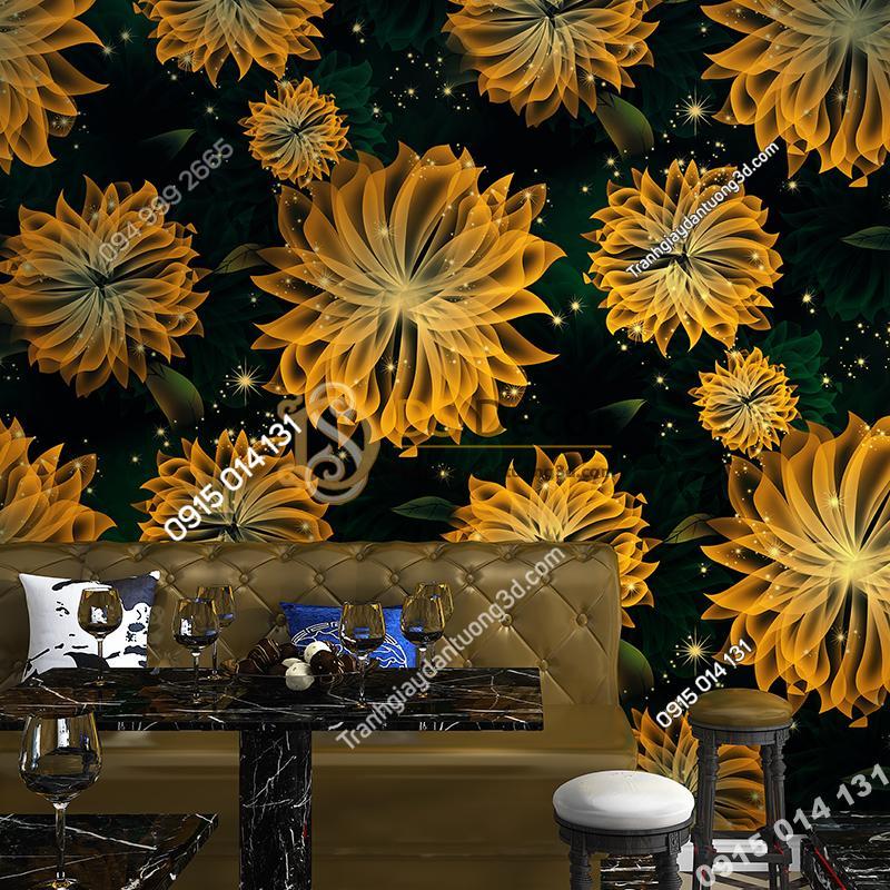 Giay dan tuong hoa kho lon cho Spa 3D249 mau vang