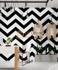 Giay dan tuong trang den luon song 3D246 trang tri shop quan ao