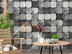 Giay dan tuong tuong da vuong 3D248 mau xam den