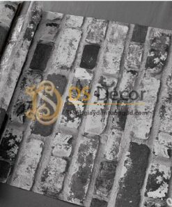 Be mat Giay dan tuong giả gach den loang trang 3D251