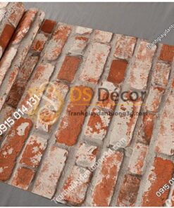 Be mat Giay dan tuong giả gach do loang trang 3D251