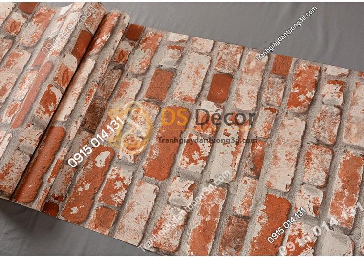 Be mat Giay dan tuong giả gach do loang trang 3D251