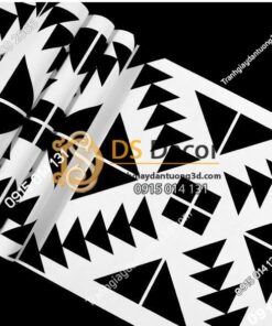 Be mat Giấy dán tường trắng đen đối xứng 3D255