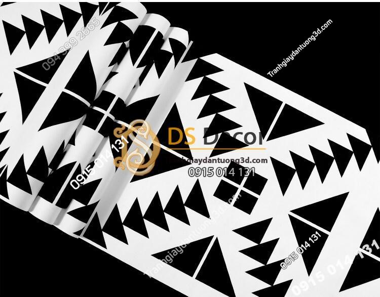 Be mat Giấy dán tường trắng đen đối xứng 3D255