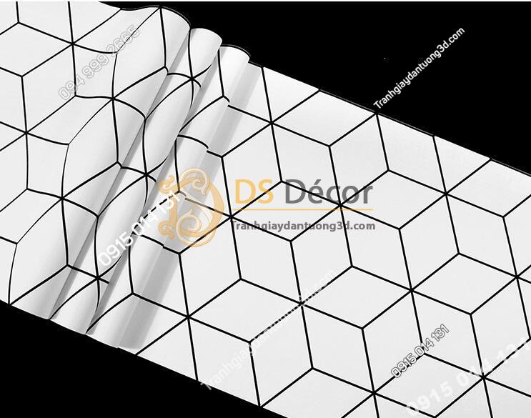 Bề mặt Giấy dán tường khôi vuông đen trắng 3D256